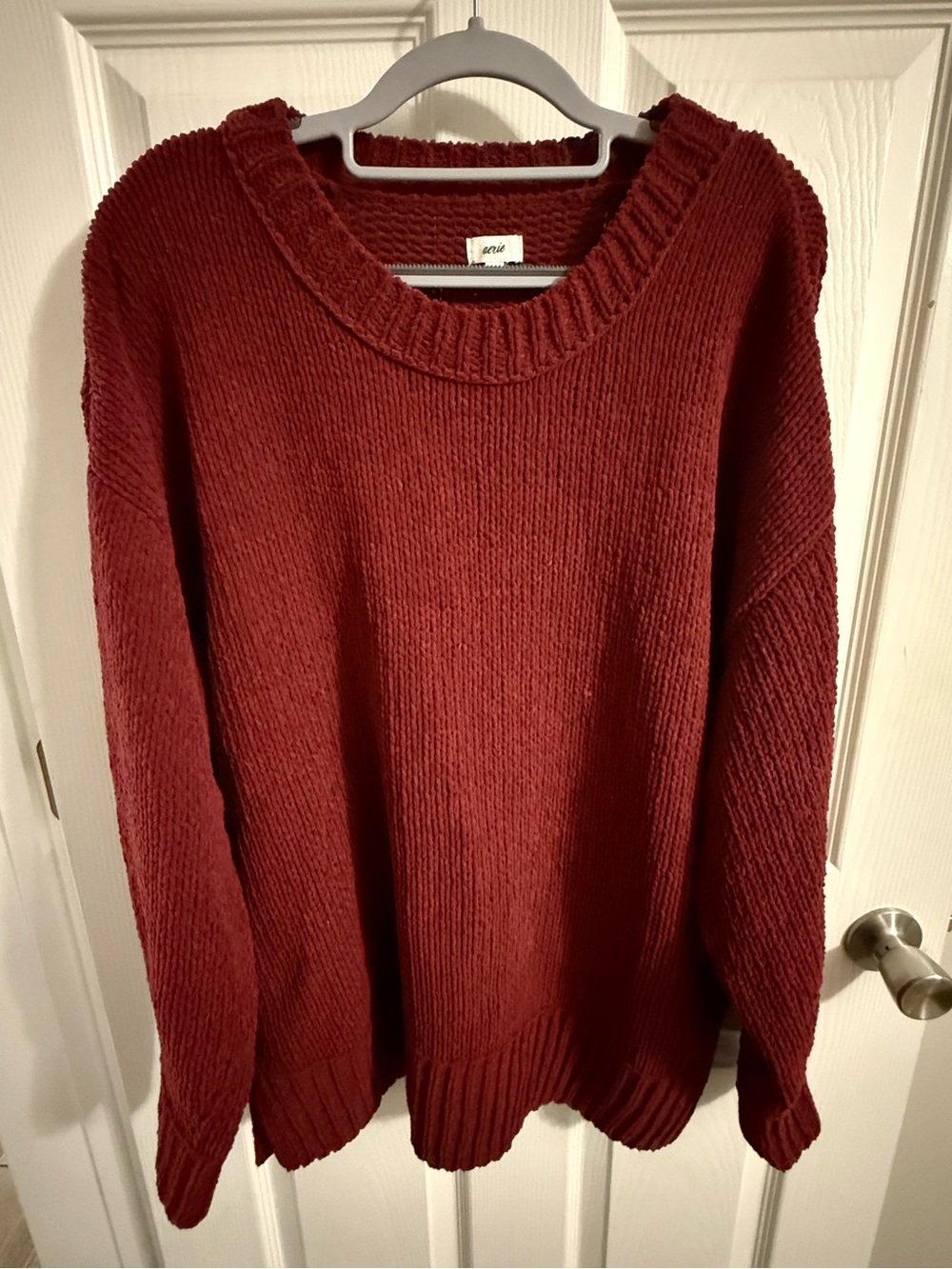 Aerie Burgundy Chenille Oversized Slouchy Sweater Size M